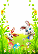 Lapins enjou&eacute;s au printemps color&eacute;